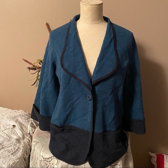 Amber Sun Cardigan Women’s Size Small Teal Black 100% Merino Wool Cardigan - Picture 14 of 14